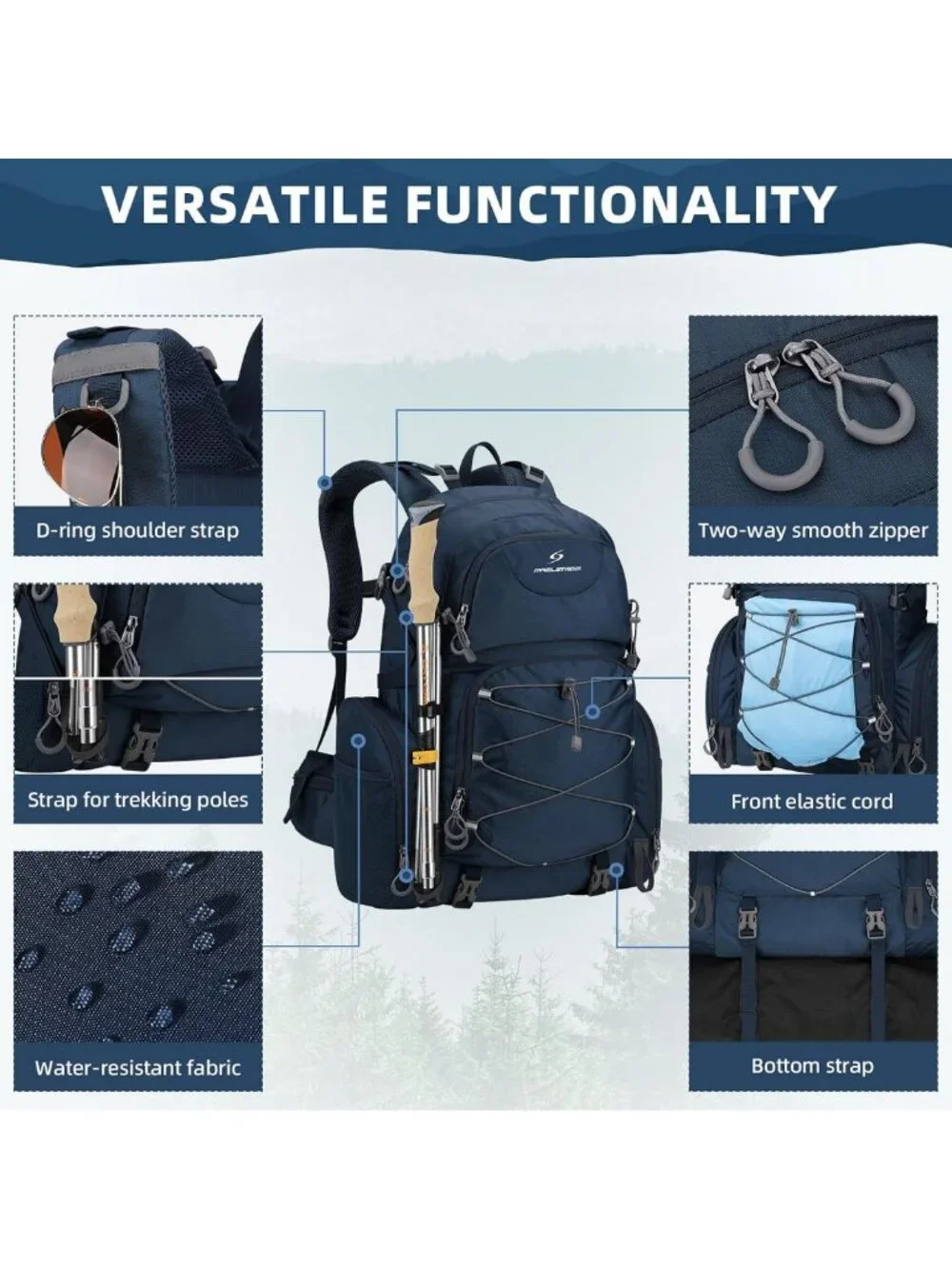 40L Waterproof Hiking Backpack | Lightweight Travel Daypack with Rain Cover